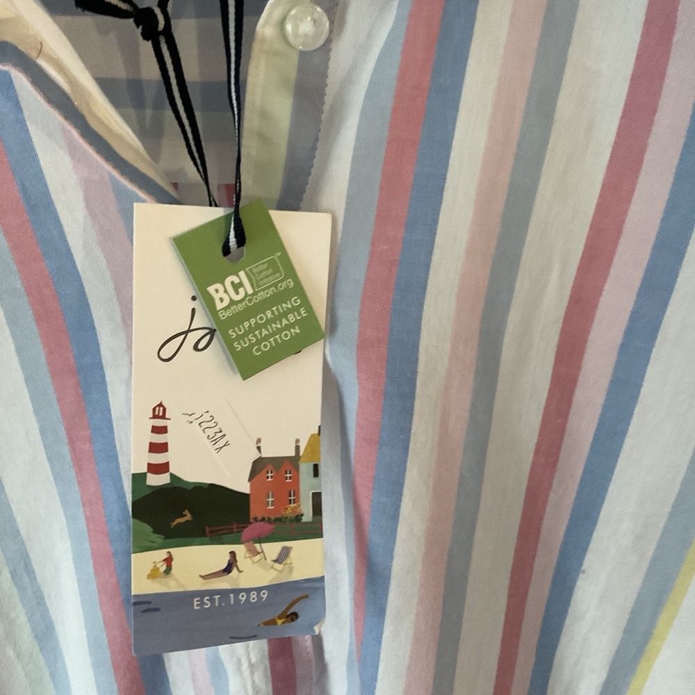 Joules Cornelia Stripe Cotton Shirt US 10 Pastel Button Down Classic Fit New - Picture 8 of 10